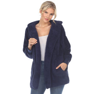 Plush Hooded Cardigan with Pockets